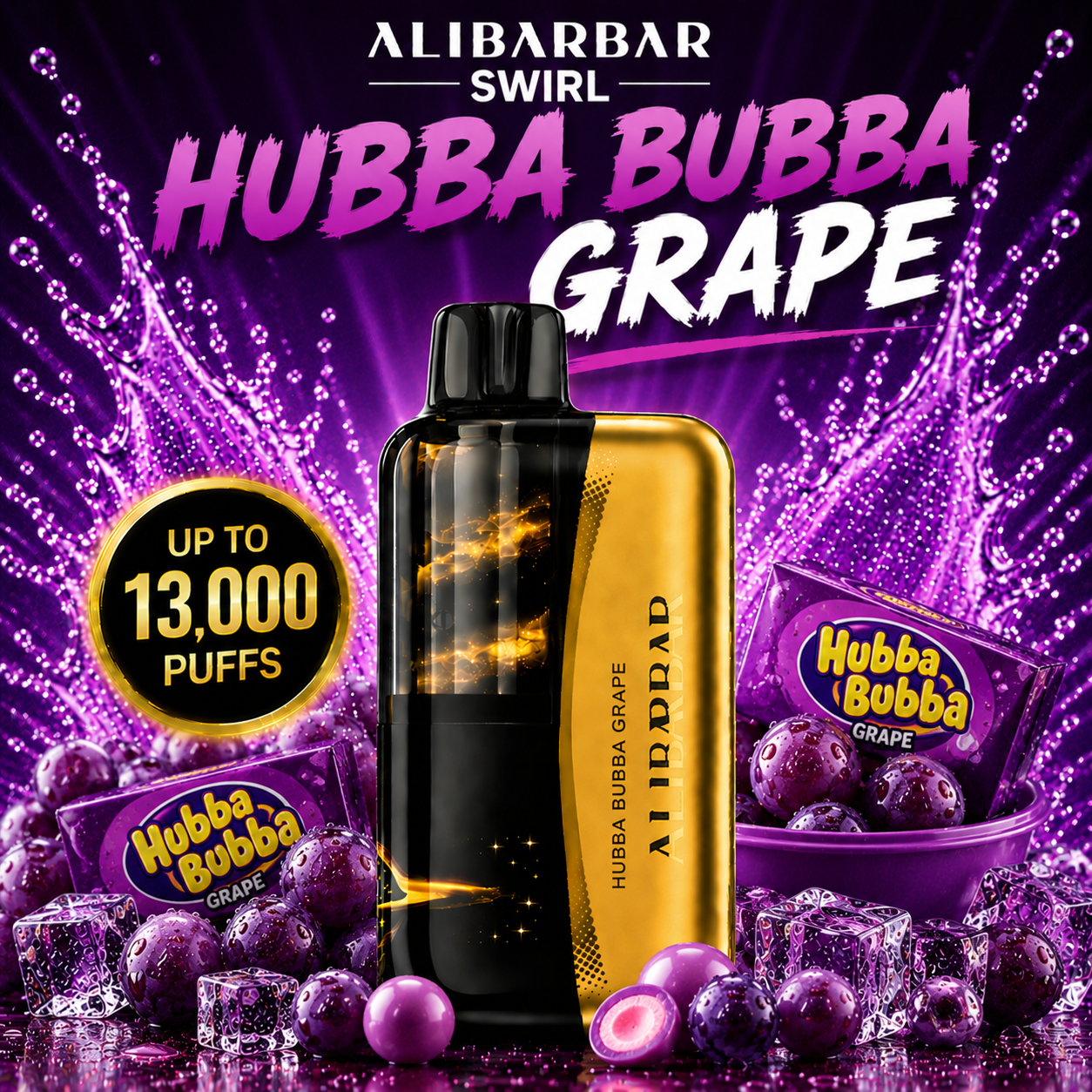 HUBBA BUBBA GRAPE - ALIBARBAR SWIRL 13,000